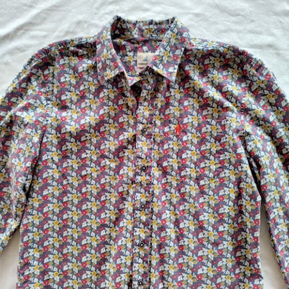 JOHNNIE-O | Hangin Out Floral Long Sleeve Button Down Shirt 'Wake' Casual  M - Picture 4 of 11